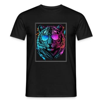 Bengalischer Tiger Katze Boss Chef Raubkatze Neon - Männer T-Shirt - Schwarz - Vorne - AI Model Male 178 light (178cm)