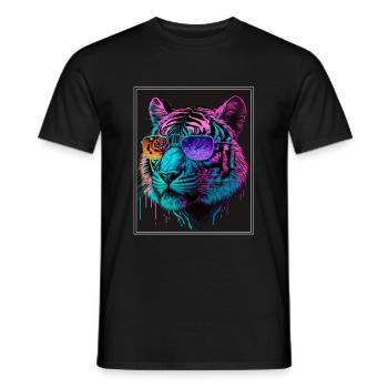Bengalischer Tiger Katze Boss Chef Raubkatze Neon - Männer T-Shirt - Schwarz - Vorne - AI Model Male 178 light (178cm)