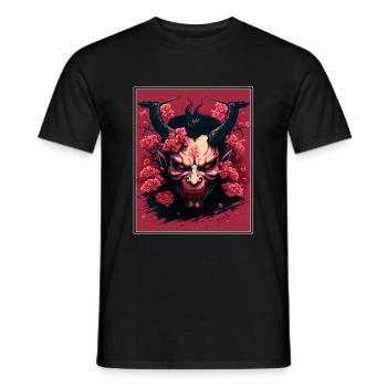 Japanisch Japan Kischblüte Dämon Abstrakt Neon - Männer T-Shirt - Schwarz - Vorne - AI Model Male 178 light (178cm)