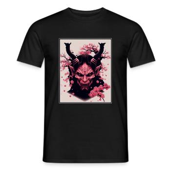 Japanisch Japan Kischblüte Dämon Abstrakt Neon - Männer T-Shirt - Schwarz - Vorne - AI Model Male 178 light (178cm)