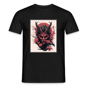 Japanisch Japan Kischblüte Dämon Abstrakt Neon - Männer T-Shirt - Schwarz - Vorne - AI Model Male 178 light (178cm)