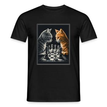Chats Chess Chaton Joueur d’échecs Queen King - T-shirt homme - noir - Devant - AI Model Male 178 light (178cm)