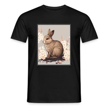 Lapin Lapin Fleur de Cerisier Japon Japonais - T-shirt homme - noir - Devant - AI Model Male 178 light (178cm)