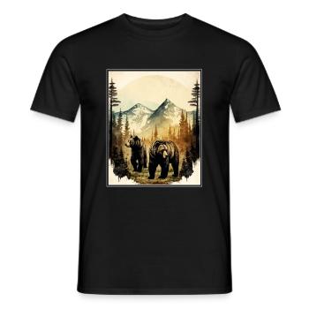 Bear Environment Forest Mountains Environmental protection Species protection - Men's T-Shirt - black - Front - AI Model Male 178 light (178cm)