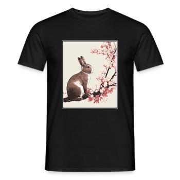 Lapin Lapin Fleur de Cerisier Japon Japonais - T-shirt homme - noir - Devant - AI Model Male 178 light (178cm)