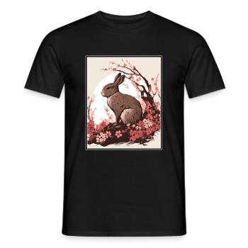 Lapin Lapin Fleur de Cerisier Japon Japonais - T-shirt homme - noir - Devant - AI Model Male 178 light (178cm)