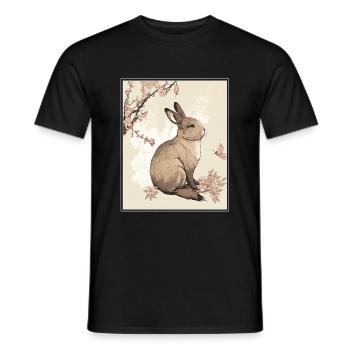 Lapin Lapin Cerisier Fleur Japon Japonais - T-shirt homme - noir - Devant - AI Model Male 178 light (178cm)
