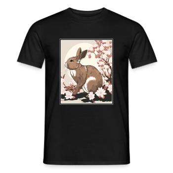 Lapin Lapin Fleur de Cerisier Japon Japonais - T-shirt homme - noir - Devant - AI Model Male 178 light (178cm)