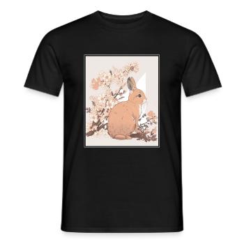 Lapin Lapin Fleur de Cerisier Japon Japonais - T-shirt homme - noir - Devant - AI Model Male 178 light (178cm)