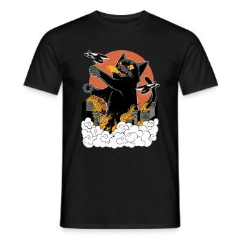 Coucher de soleil japonais Catzilla - T-shirt homme - noir - Devant - AI Model Male 178 light (178cm)