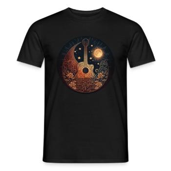 Cottagecore Akustik Gitarre Mond Sterne Blume - Männer T-Shirt - Schwarz - Vorne - AI Model Male 178 light (178cm)