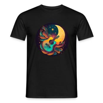Guitare acoustique Cottagecore Moon Star Flower - T-shirt homme - noir - Devant - AI Model Male 178 light (178cm)