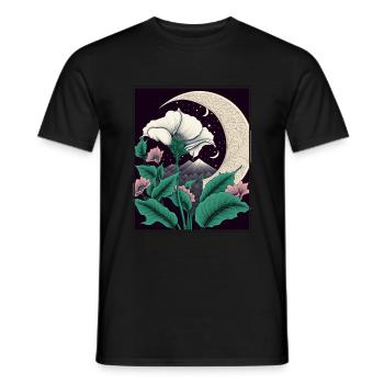 Mondblume Moonflower Mond Japanisch Vaporwave - Männer T-Shirt - Schwarz - Vorne - AI Model Male 178 light (178cm)