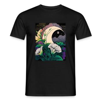 Mondblume Moonflower Mond Japanisch Vaporwave - Männer T-Shirt - Schwarz - Vorne - AI Model Male 178 light (178cm)