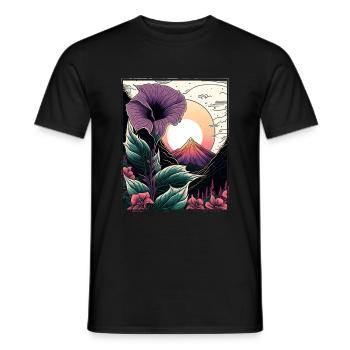 Mondblume Moonflower Mond Japanisch Vaporwave - Männer T-Shirt - Schwarz - Vorne - AI Model Male 178 light (178cm)