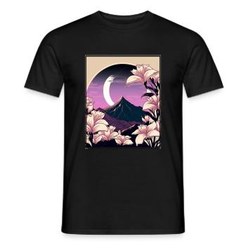 Moonflower Moonflower Moon Japanese Vaporwave - Men's T-Shirt - black - Front - AI Model Male 178 light (178cm)