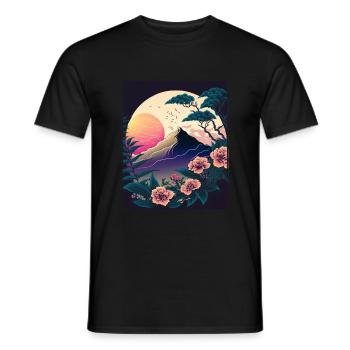 Fleur de lune Fleur de lune Vaporwave japonaise - T-shirt homme - noir - Devant - AI Model Male 178 light (178cm)
