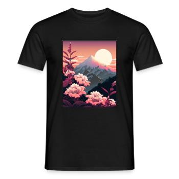 Mondblume Moonflower Mond Japanisch Vaporwave - Männer T-Shirt - Schwarz - Vorne - AI Model Male 178 light (178cm)