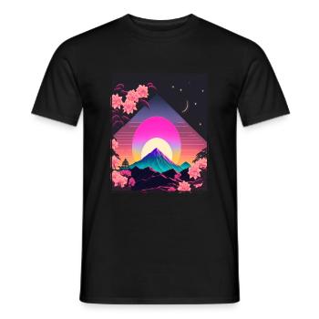 Mondblume Moonflower Mond Japanisch Vaporwave - Männer T-Shirt - Schwarz - Vorne - AI Model Male 178 light (178cm)