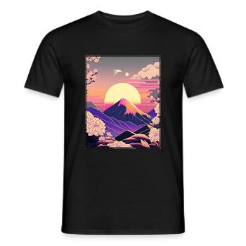 Moonflower Moonflower Moon Japanese Vaporwave - Men's T-Shirt - black - Front - AI Model Male 178 light (178cm)