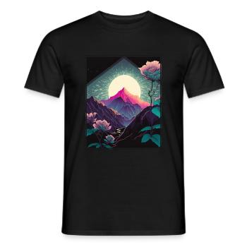 Mondblume Moonflower Mond Japanisch Vaporwave - Männer T-Shirt - Schwarz - Vorne - AI Model Male 178 light (178cm)