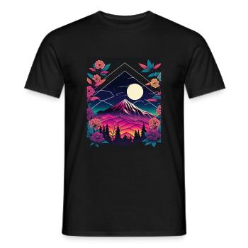Mondblume Moonflower Mond Japanisch Vaporwave - Männer T-Shirt - Schwarz - Vorne - AI Model Male 178 light (178cm)