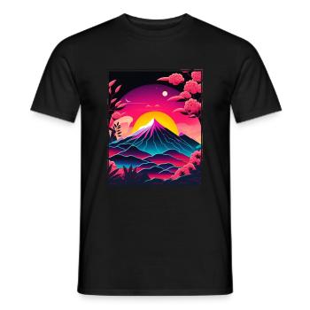 Mondblume Moonflower Mond Japanisch Vaporwave - Männer T-Shirt - Schwarz - Vorne - AI Model Male 178 light (178cm)