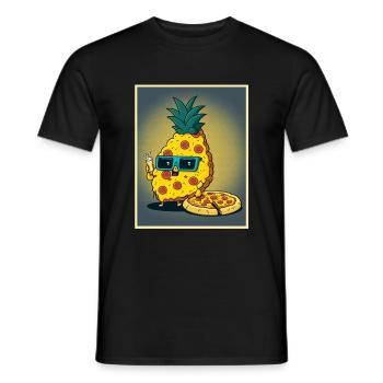 Pizza Ananas Hawaii Restauration rapide d’été Tomates - T-shirt homme - noir - Devant - AI Model Male 178 light (178cm)