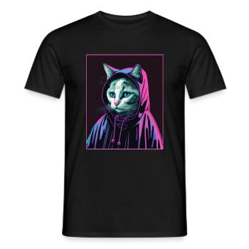 Cat Nun Church Vaporwave Religion Chaton - T-shirt homme - noir - Devant - AI Model Male 178 light (178cm)