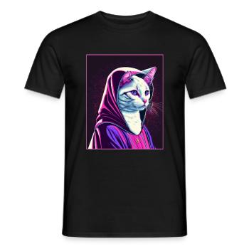Cat Nun Church Vaporwave Religion Chaton - T-shirt homme - noir - Devant - AI Model Male 178 light (178cm)