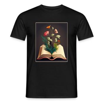 Leser Leserin Bücher Pflanzen Blumen Autor - Männer T-Shirt - Schwarz - Vorne - AI Model Male 178 light (178cm)