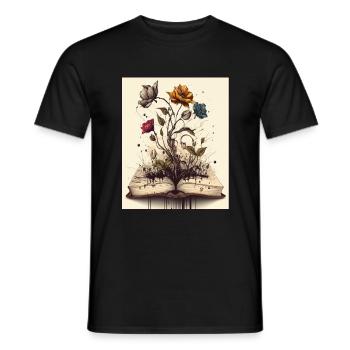 Lecteur Livres Plantes Fleurs Auteur - T-shirt homme - noir - Devant - AI Model Male 178 light (178cm)