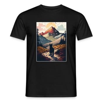 Cat Kitten Mountains Randonnée Escalade en plein air - T-shirt homme - noir - Devant - AI Model Male 178 light (178cm)