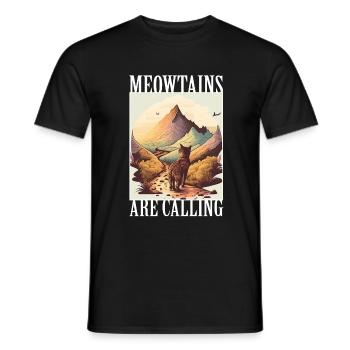 Cat Kitten Mountains Randonnée Escalade en plein air - T-shirt homme - noir - Devant - AI Model Male 178 light (178cm)