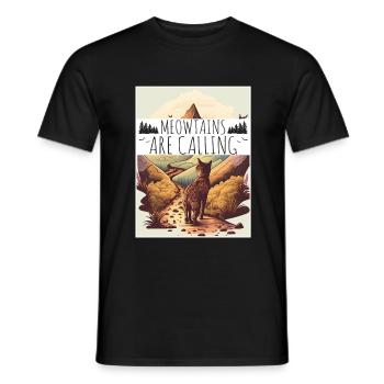 Cat Kitten Mountains Randonnée Escalade en plein air - T-shirt homme - noir - Devant - AI Model Male 178 light (178cm)