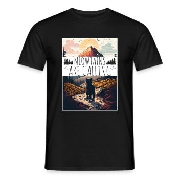Cat Kitten Mountains Randonnée Escalade en plein air - T-shirt homme - noir - Devant - AI Model Male 178 light (178cm)