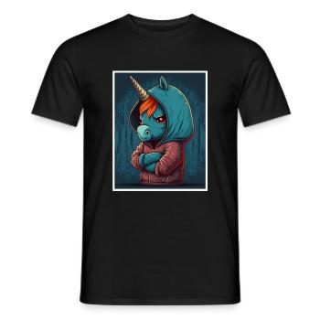 Unicorn cow morning grouch sarcasm colleague - Men's T-Shirt - black - Front - AI Model Male 178 light (178cm)