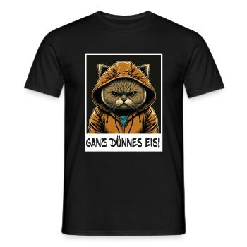 Ganz Dünnes Eis Katze Kätzchen Kollege Sarkasmus - Männer T-Shirt - Schwarz - Vorne - AI Model Male 178 light (178cm)