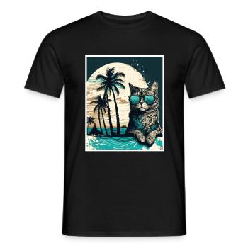 Quoi de neuf Plages Cat Beach Summer Holiday Party - T-shirt homme - noir - Devant - AI Model Male 178 light (178cm)
