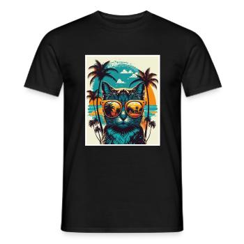 Quoi de neuf Plages Cat Beach Summer Holiday Party - T-shirt homme - noir - Devant - AI Model Male 178 light (178cm)