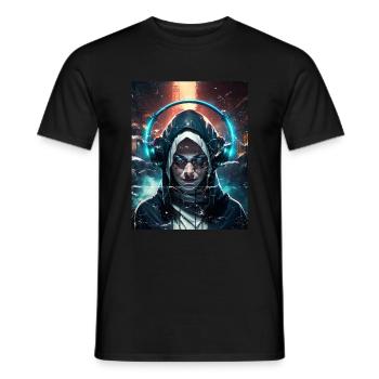 Techno Vaporwave Nonne Christlich Gott Musik - Männer T-Shirt - Schwarz - Vorne - AI Model Male 178 light (178cm)