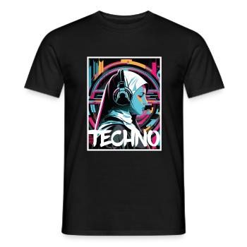 Techno Vaporwave Nun Christian God Music - T-shirt homme - noir - Devant - AI Model Male 178 light (178cm)