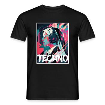 Techno Vaporwave Nonne Christlich Gott Musik - Männer T-Shirt - Schwarz - Vorne - AI Model Male 178 light (178cm)