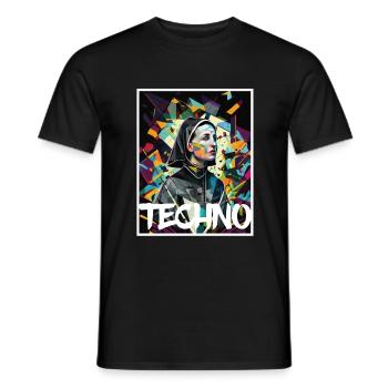 Techno Vaporwave Nonne Christlich Gott Musik - Männer T-Shirt - Schwarz - Vorne - AI Model Male 178 light (178cm)