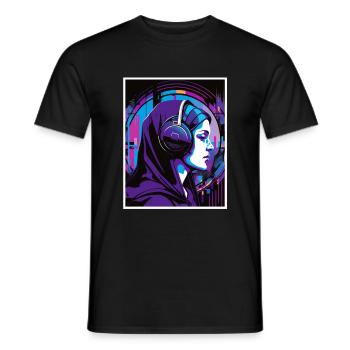 Techno Vaporwave Nonne Christlich Gott Musik - Männer T-Shirt - Schwarz - Vorne - AI Model Male 178 light (178cm)