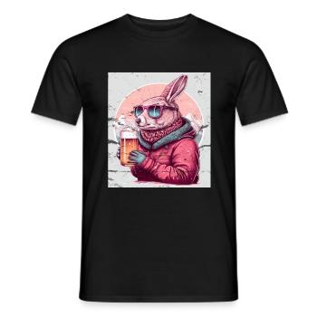 Winter Hase Ski Snowboard Schnee Kaninchen - Männer T-Shirt - Schwarz - Vorne - AI Model Male 178 light (178cm)
