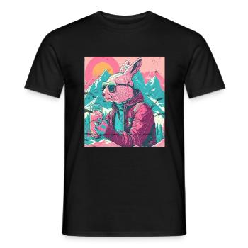 Winter Rabbit Ski Snowboard Snow Rabbit - Men's T-Shirt - black - Front - AI Model Male 178 light (178cm)