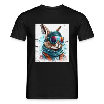Winter Hase Ski Snowboard Schnee Kaninchen - Männer T-Shirt - Schwarz - Vorne - AI Model Male 178 light (178cm)