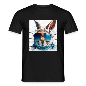Winter Hase Ski Snowboard Schnee Kaninchen - Männer T-Shirt - Schwarz - Vorne - AI Model Male 178 light (178cm)