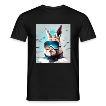 Winter Hase Ski Snowboard Schnee Kaninchen - Männer T-Shirt - Schwarz - Vorne - AI Model Male 178 light (178cm)